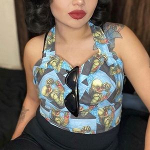 JoceBoss Retro Pinup Halter Crop Top NWOT